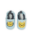 Chaussons bleu azur à motifs lion et lionne bébé garcon NUCHOSLION / 22KK3822D3SC201