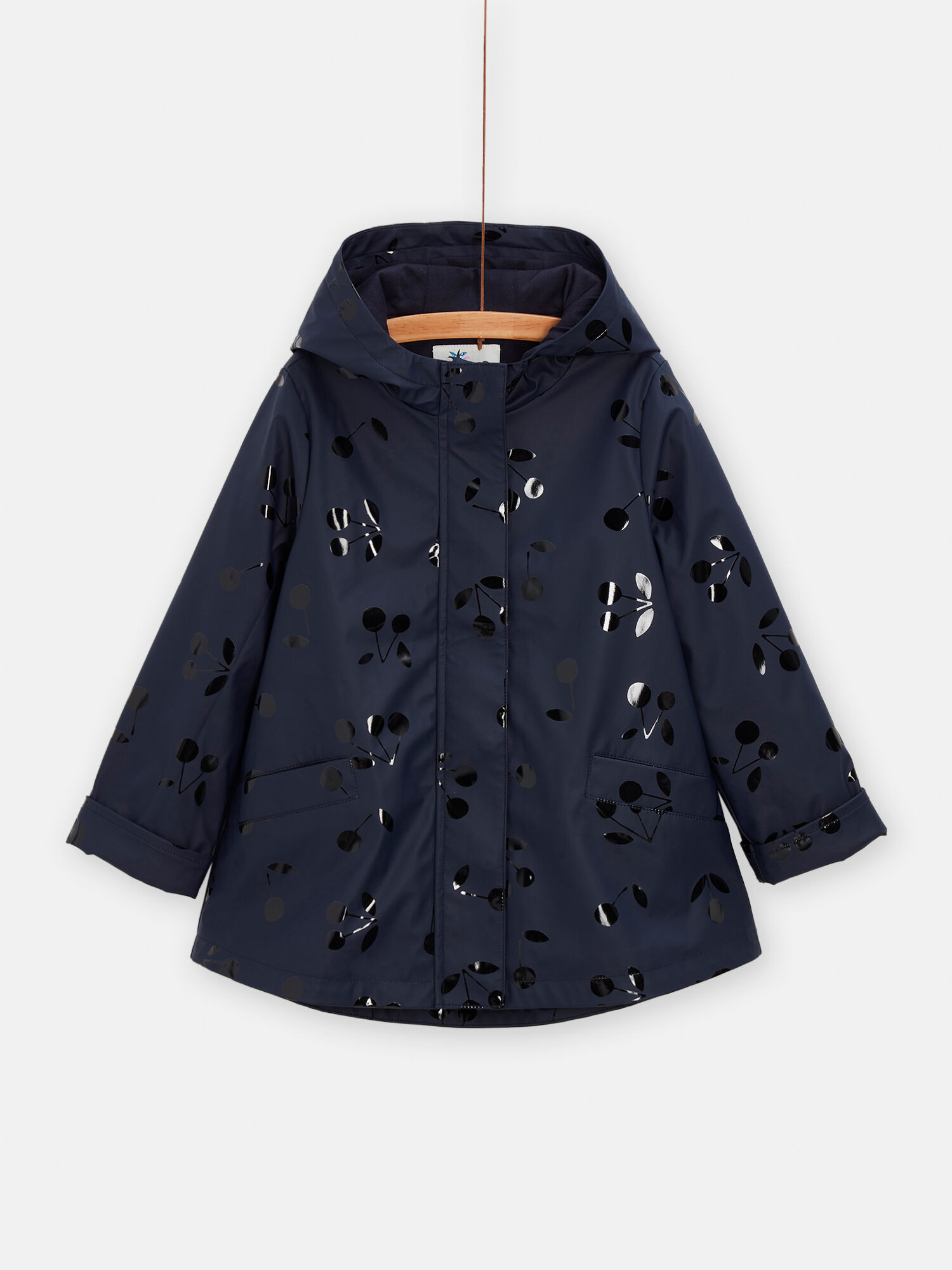 Impermeable bleu marine imprime cerises pour fille Manteau Blouson Veste DPAM