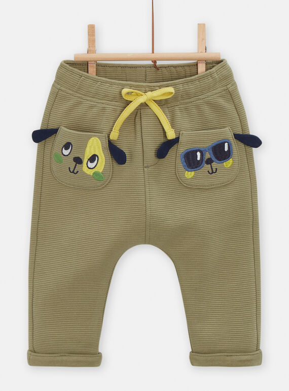 Pantalon kaki à animation chien pour bébé garçon VUGAPAN2 / 24WG1011PANG608