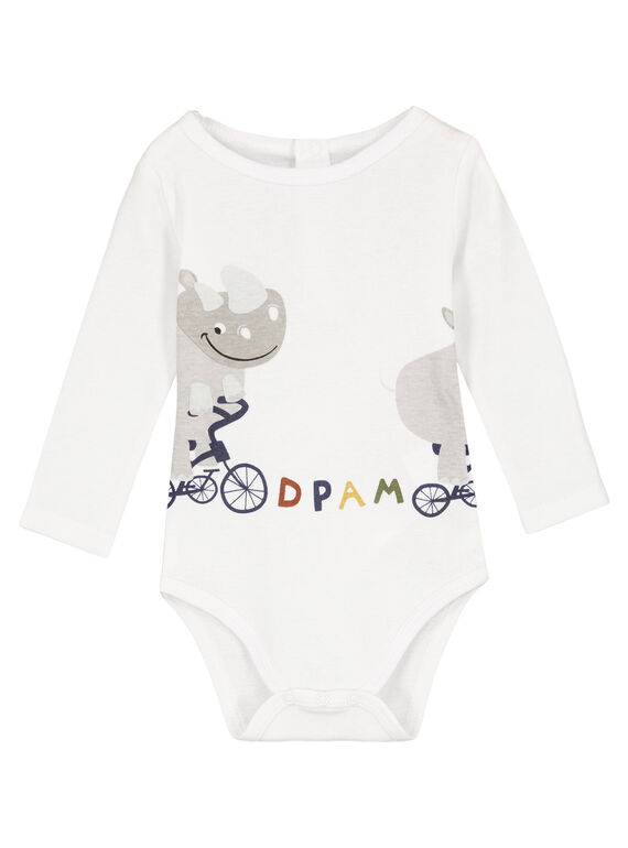 Body manches longues blanc en rib layette garçon GEGABODANI / 19WH14N4BDL000