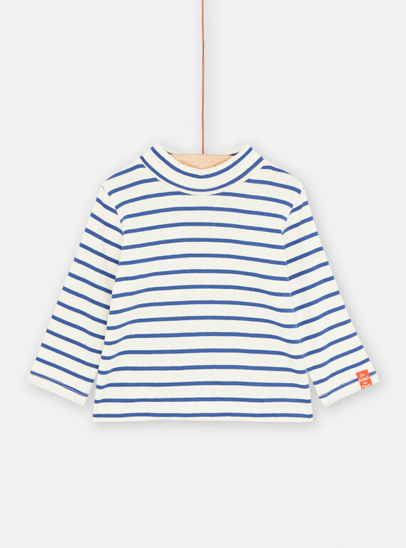 Sous-pull crème et bleu à col montant pour bébé garçon SUJOSOUP1 / 23WG10N4SPLA002