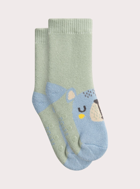 Chaussettes vertes antidérapantes à motif ours VYUPERCHO / 24WI10K1SOQ631