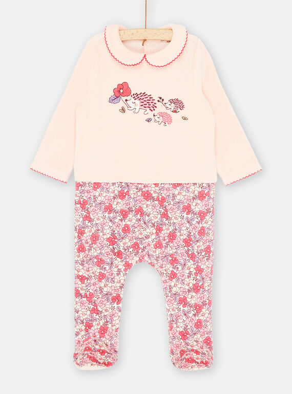 Grenouillère rose et violette à motifs fleuris SEFIGRELIB / 23WH1352GRED328