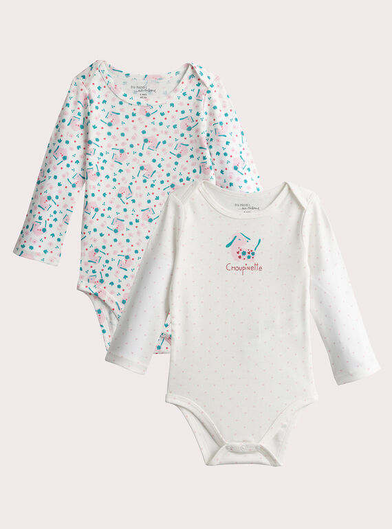 Lot de 2 body manches longues à imprimé pour bébé fille VEFIBODDOG / 24WH1381BDL001