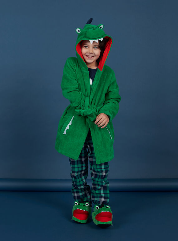 Robe de chambre vert à capuche animation crocodile enfant fille NEGOPEICRO / 22SH12G1RDCG623