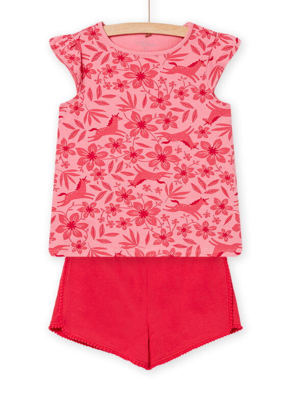 Ensemble pyjama rose à imprimé licorne et fleuri enfant fille NEFAPYJUNI / 22SH11H9PYJD305