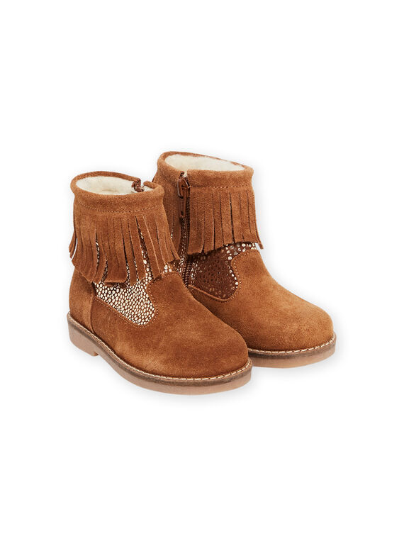 Boots à franges camel enfant fille MABOOTFRANC / 21XK3581D0D804