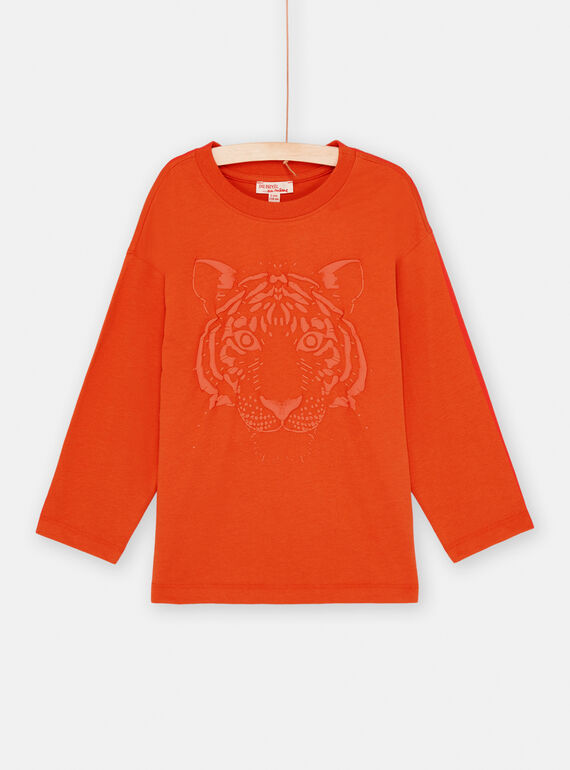 T-shirt orange à motif tigre garçon SOJOTIEP2 / 23W902G1TMLE410
