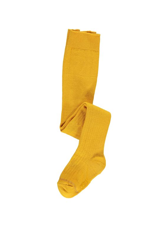 Collant côtelé jaune fille DYAJOCOL6 / 18WI01J1COLB105