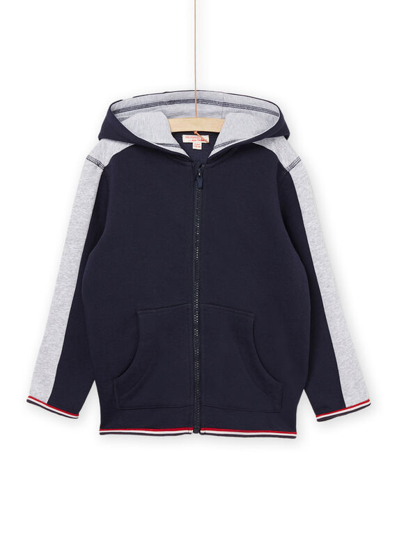 Veste de jogging à capuche bleu et gris chiné POJOJOH1 / 22W902D3JGH705