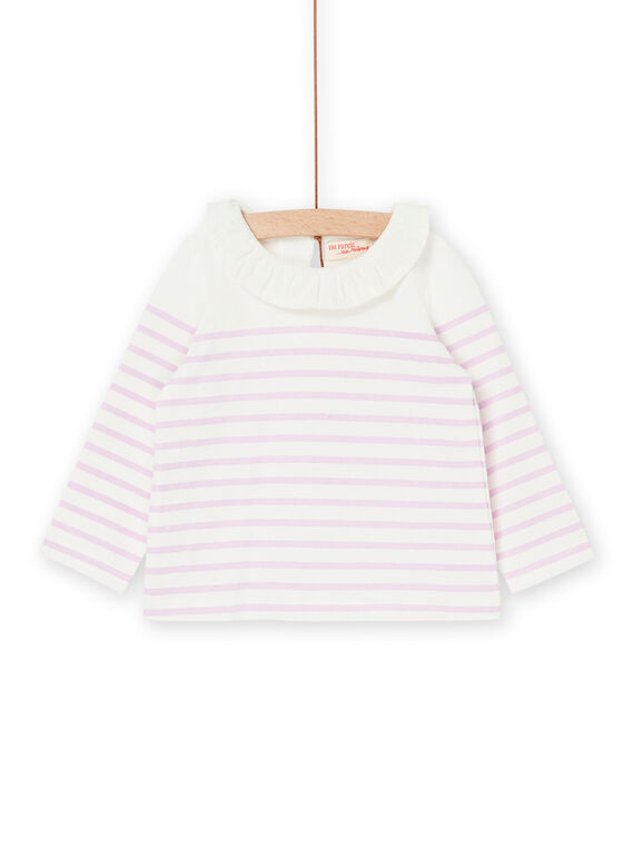 Pull écru et rose à imprimé à rayures RIJOBRA3 / 23SG0985BRA001