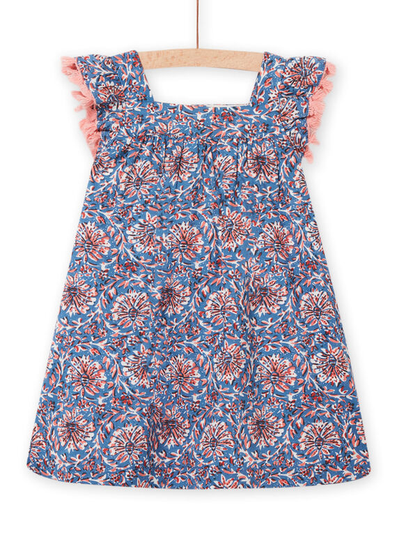 Robe bleu capri à imprimé fleuri bébé fille NISANROB1 / 22SG09S2ROBC221