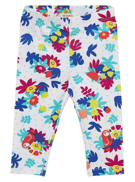 Legging blanc imprimé fleuri multicolore bébé fille JYIMARLEG / 20SI09P2CAL000