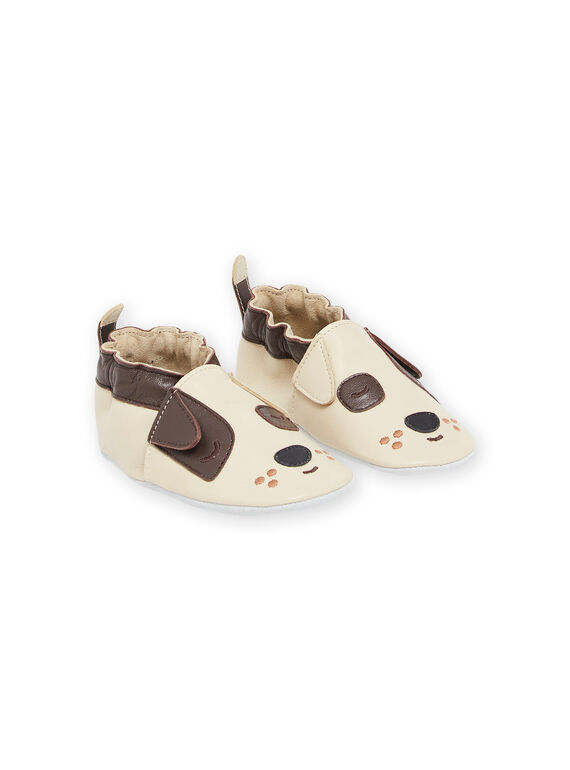 Chaussons en cuir beiges à motif chien RUCHOSDOG / 23KK3841D3S080