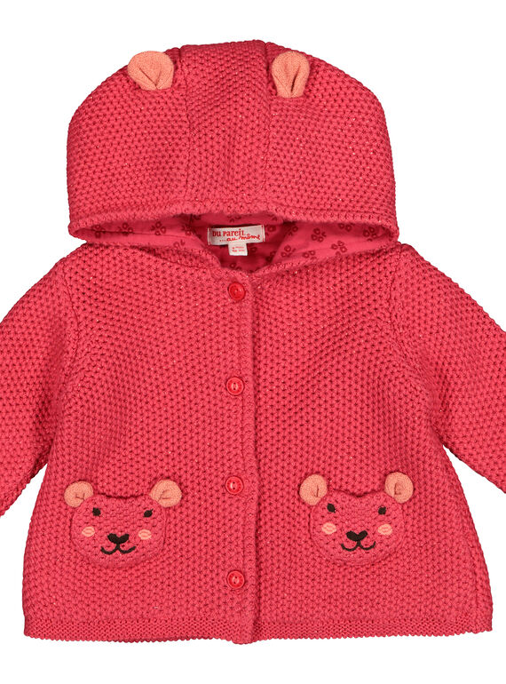Veste en maille à capuche bébé fille FIBAVEST1 / 19SG09X1VES308