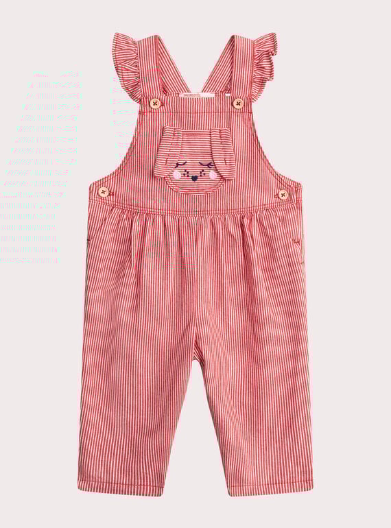 Salopette rayée rouge pour bébé fille WIKASAL / 25SG0932CBLA001