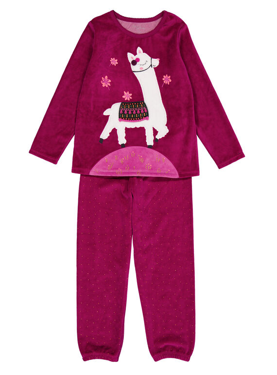 Pyjama aubergine en velours enfant fille GEFAPYJLAM / 19WH11N3PYJ718