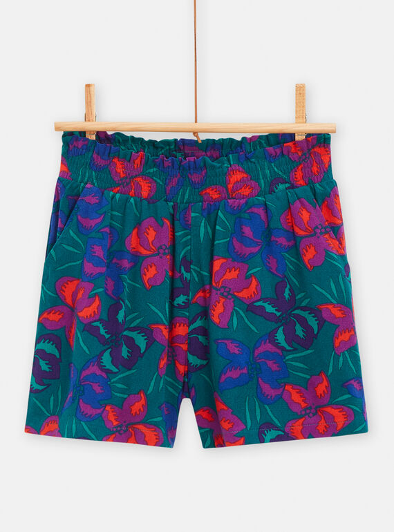 Short vert à imprimé fleuri pour fille TAMUMSHORT / 24S901R1SHO714