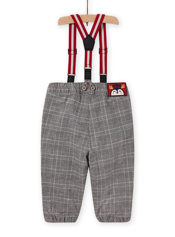 Pantalon noir à carreaux et bretelles rayées bébé garçon MUNOPAN2 / 21WG10Q2PAN090
