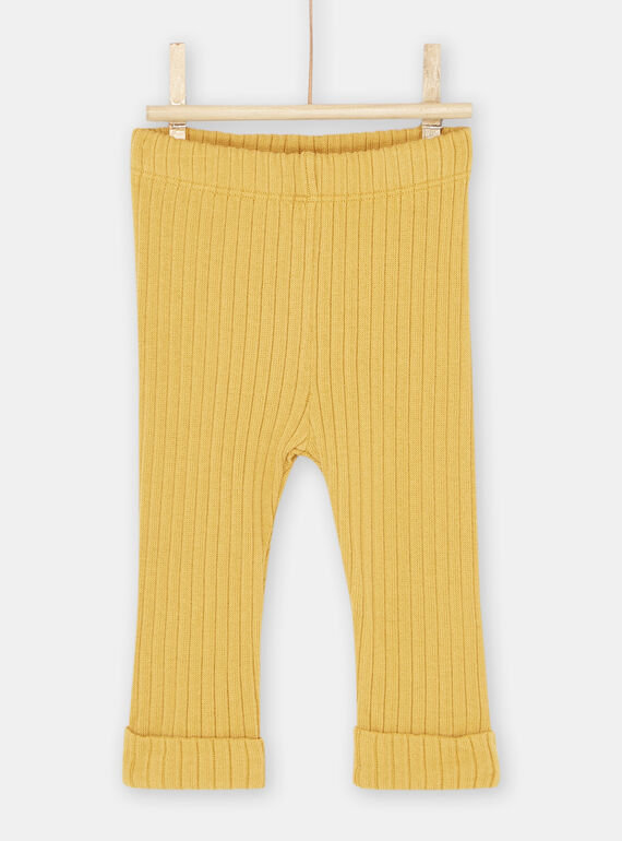 Legging côtelé jaune bébé fille SYIJOLEGCO5 / 23WI09B2CALB101