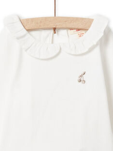 T-shirt écru à col volanté blanc bébé fille NIJOBRA3 / 22SG0972BRA001
