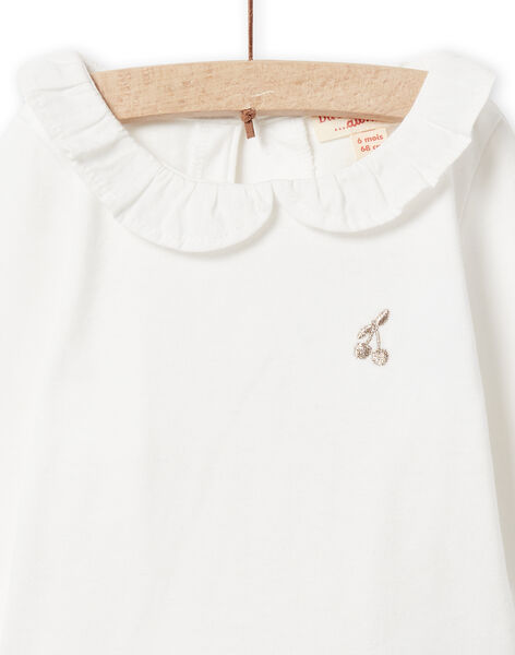 T-shirt écru à col volanté blanc bébé fille NIJOBRA3 / 22SG0972BRA001