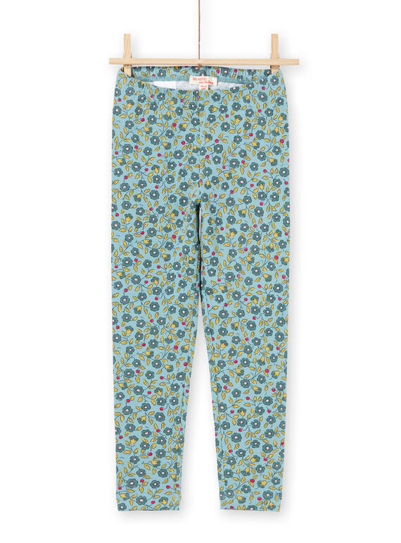 Legging vert kaki imprimé fleuri enfant fille MYAKALEG1 / 21WI01I1CAL612