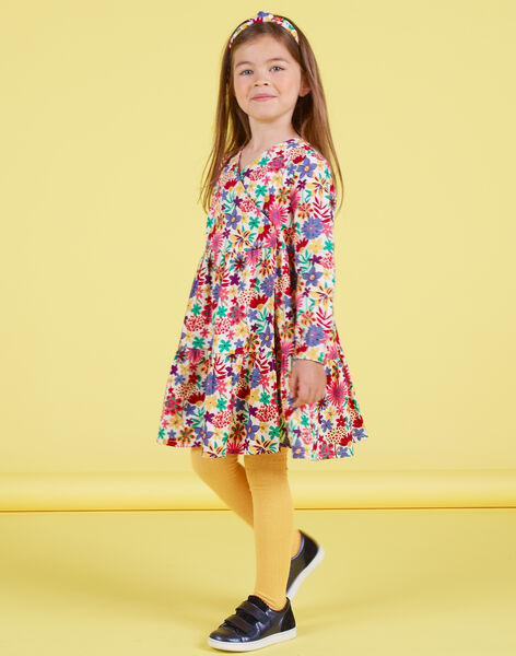 Robe kimono imprimé fleuri coloré enfant fille MAMIXROB2 / 21W901J3ROB009