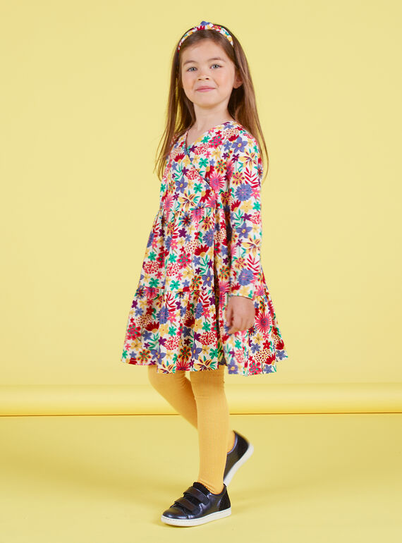 Robe kimono imprimé fleuri coloré enfant fille MAMIXROB2 / 21W901J3ROB009