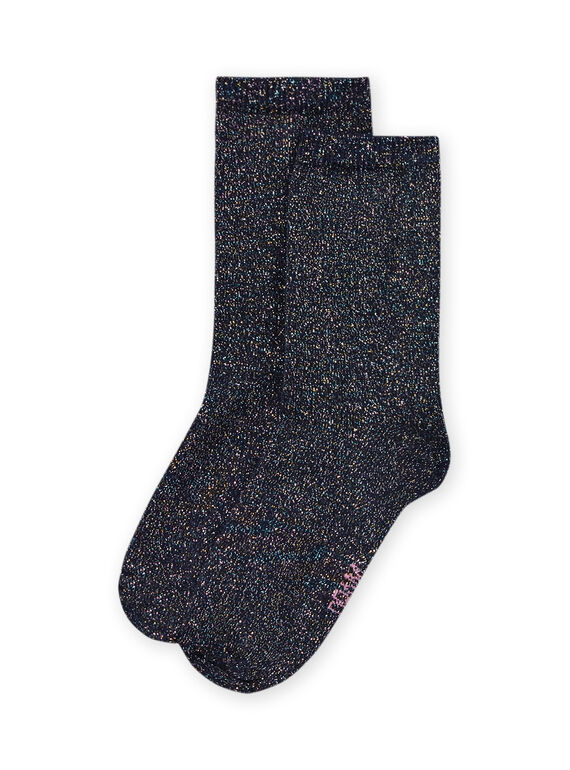 Chaussettes bleu nuit lurex multicolore enfant fille MYAJOSCHO4 / 21WI0112SOQC205