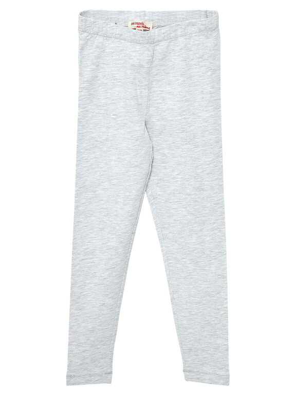 Legging uni gris chiné enfant fille JYAESLEG4 / 20SI0164D26943