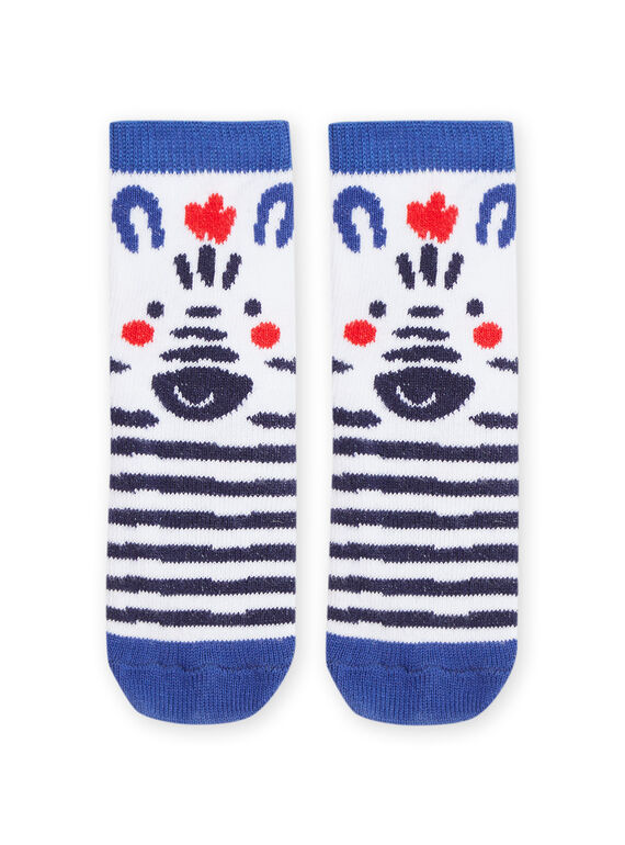 Chaussettes blanches à motif zèbre : - Chaussettes