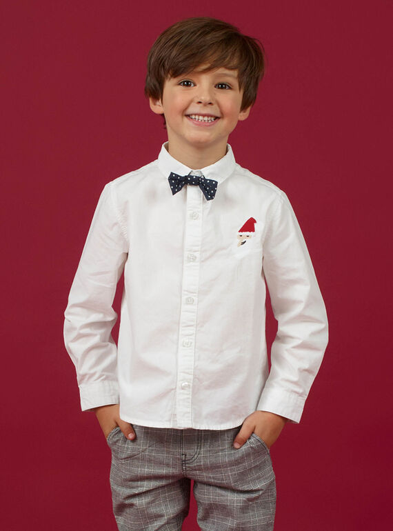 Chemise de Noël blanche et nud papillon imprimé enfant garçon MONOCHEM / 21W902Q1CHM000
