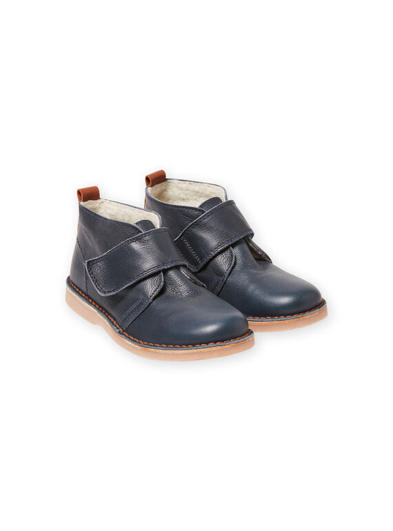 Boots bleu marine en cuir bébé garçon MOBOOTVITAL / 21XK3672D0D070