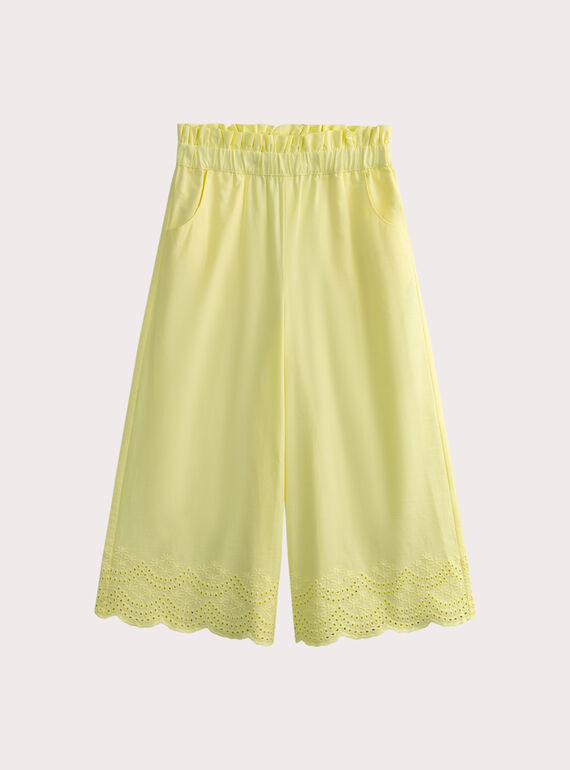 Pantalon jaune finitions broderies anglaises  WAMAPANT / 25S90161PANB115