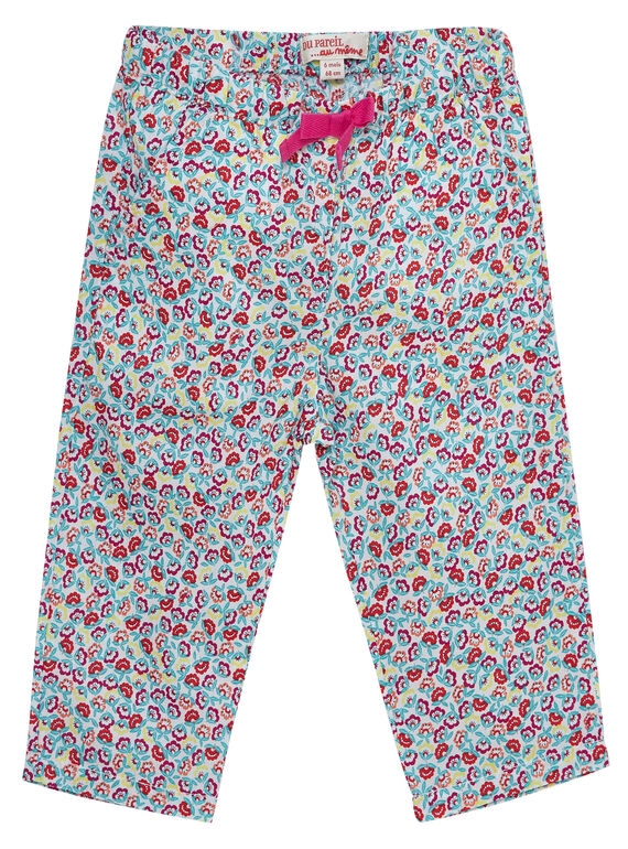 Pantalon blanc imprimé  fleuri bébé fille JIMARPAN / 20SG09P1PAN000