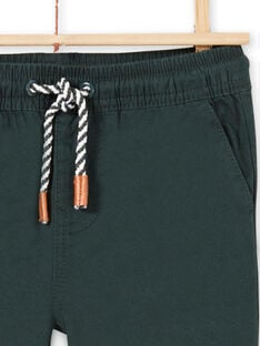 Pantalon en sergé vert foncé enfant garçon MOTUPAN2 / 21W902K2PANG618
