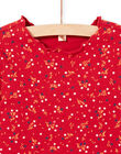T-shirt côtelé manches longues rouge motif fleuri enfant fille MAJOUTEE5 / 21W90126TML511