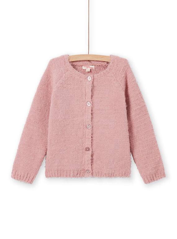 Cardigan chenille vieux rose enfant fille MAYJOCAR2 / 21W9011ACAR303