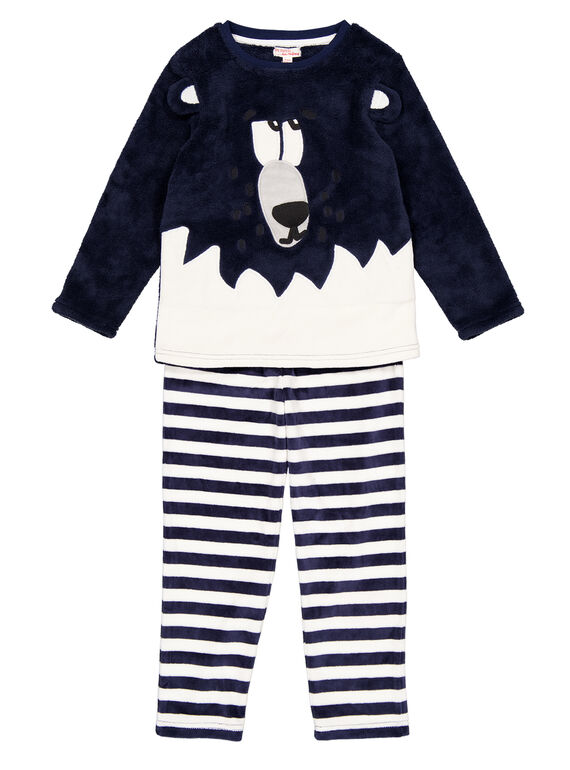 Pyjama marine en velours et soft boa enfant garçon GEGOPYJBOA1 / 19WH12N3PYJ070