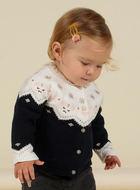 Cardigan maille jacquard bébé fille MIHICAR2 / 21WG09U2CARJ905