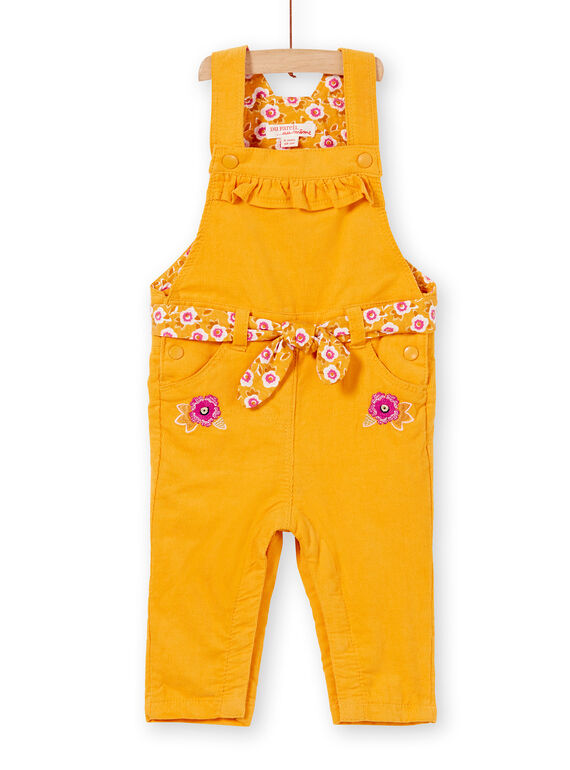 Salopette longue en velours jaune bébé fille KIRESAL / 20WG09G1SAL107