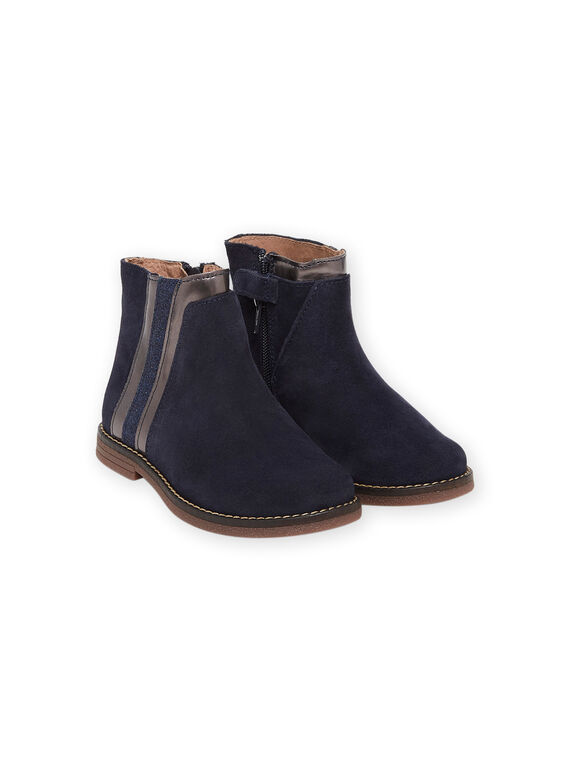 Boots en croûte de cuir bleu marine PABOOTMULTI2 / 22XK3574D0D070