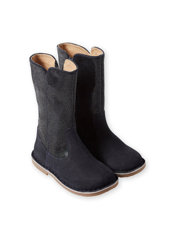 Botte croûte de cuir marine enfant fille GFBOTTEJU / 19WK35X3D10070