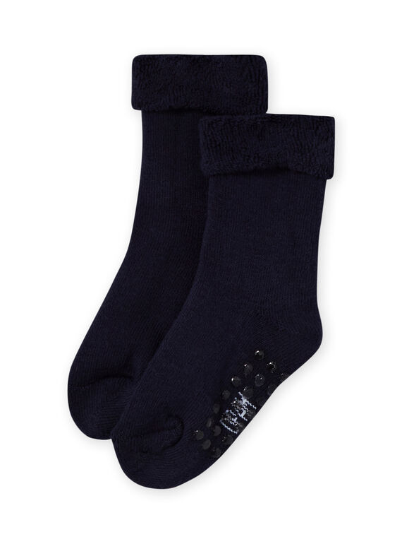 Chaussettes unies bleu marine maille bouclette bébé fille MYIESSOQB3 / 21WI09EBSOQ070