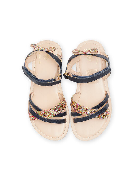 Sandales bleu marine à paillettes enfant fille NASANDMARINE / 22KK3544D0E070