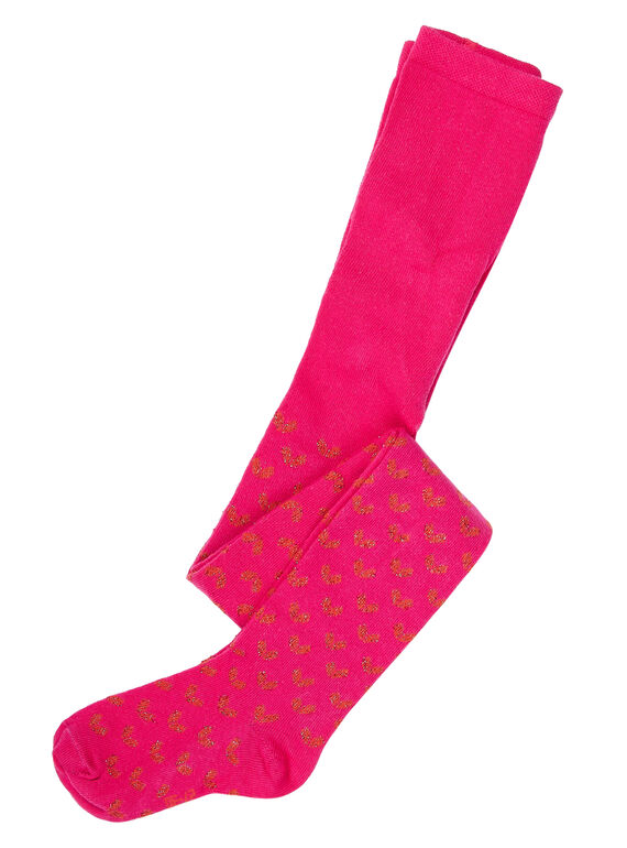 Collant en coton fille rose avec motifs lurex  JYAVICOL1 / 20SI01D1COLF507