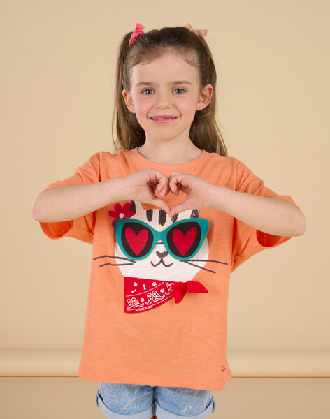 T-shirt orange à manches courtes à animation animalier - Mixte ROSPATI4 / 23S902P2TMCE413