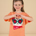 T-shirt orange à manches courtes à animation animalier - Mixte