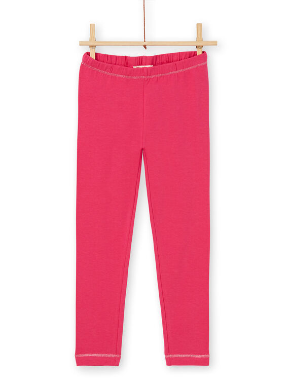 Legging uni rose enfant fille LYAJOSLEG1 / 21SI0142CALF507